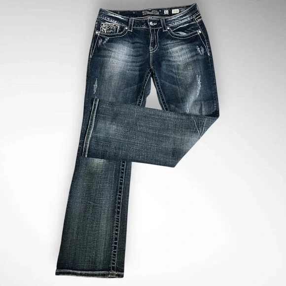 MISS ME Women's Dark Wash Straight Bootcut Jeans JE5359E3R Size 31 | EUC - Picture 2 of 6